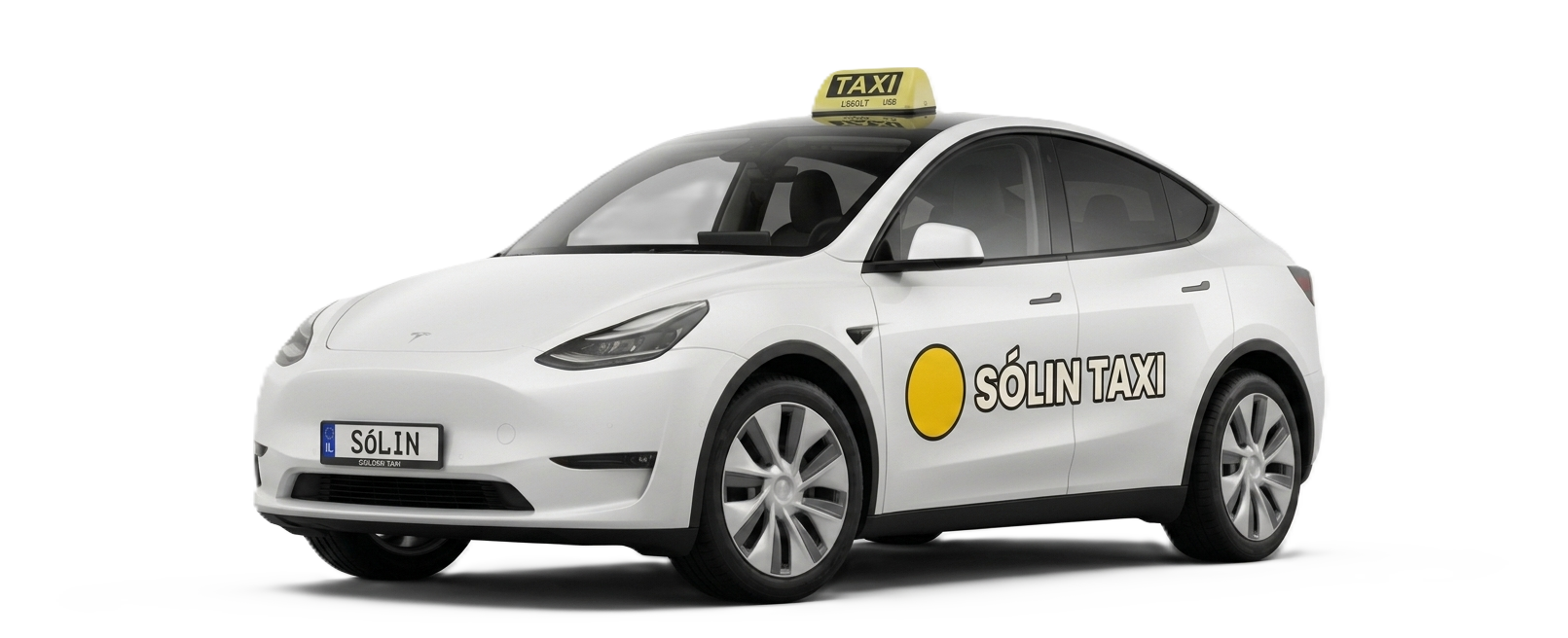 White EV Taxi mockup illustration
